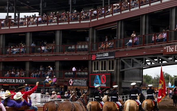 Marine Corps Mounted Color Guard participates in Cheyenne Frontier Days 2026
