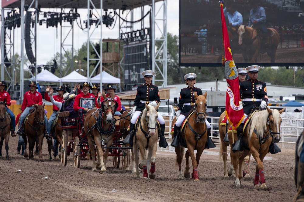 Marine Corps Mounted Color Guard participates in Cheyenne Frontier Days 2026