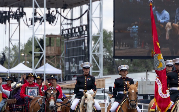 Marine Corps Mounted Color Guard participates in Cheyenne Frontier Days 2026