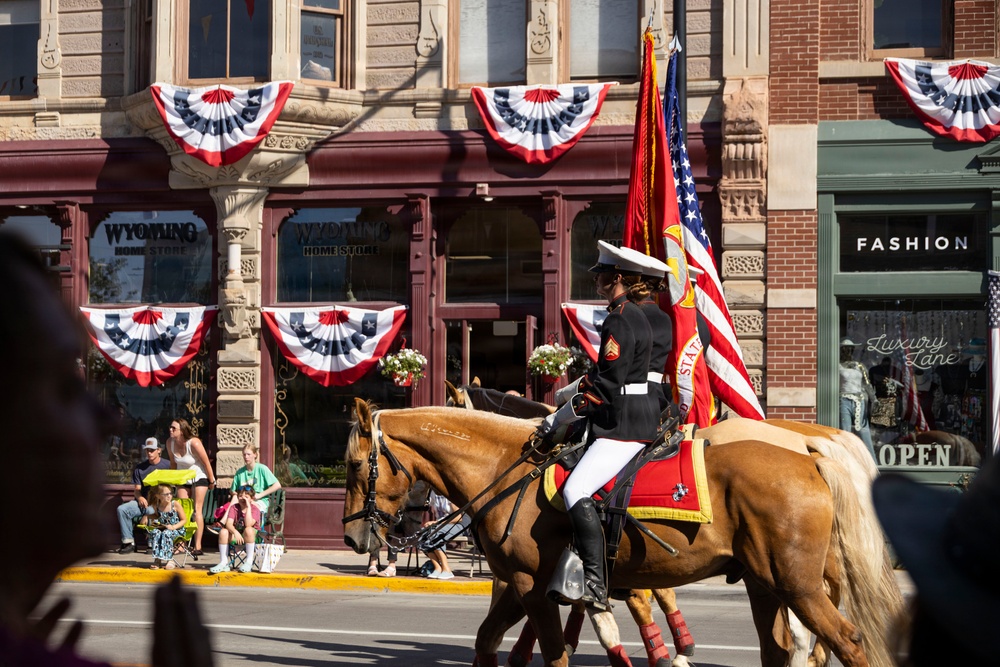 Marine Corps Mounted Color Guard participates in Cheyenne Frontier Days 2026