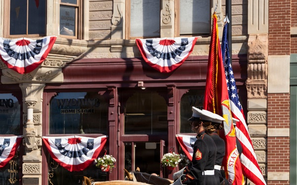 Marine Corps Mounted Color Guard participates in Cheyenne Frontier Days 2026