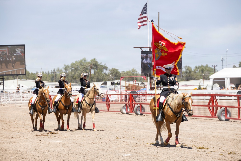 Marine Corps Mounted Color Guard participates in Cheyenne Frontier Days 2026