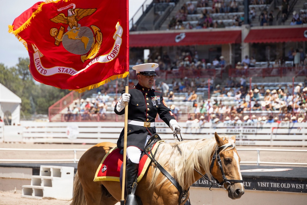 Marine Corps Mounted Color Guard participates in Cheyenne Frontier Days 2026