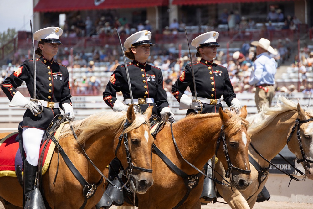 Marine Corps Mounted Color Guard participates in Cheyenne Frontier Days 2026