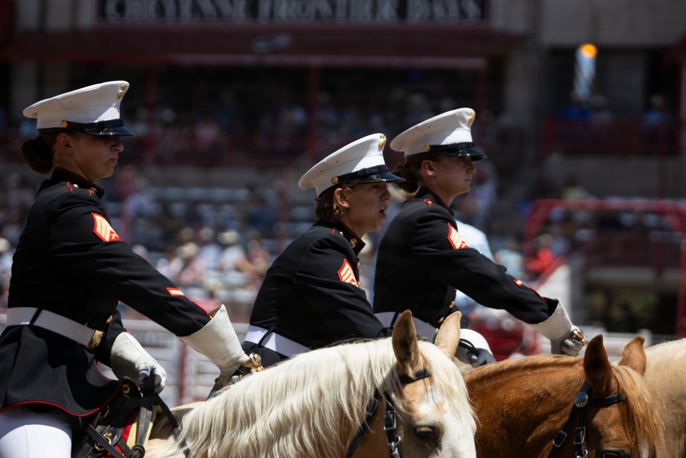 Marine Corps Mounted Color Guard participates in Cheyenne Frontier Days 2026