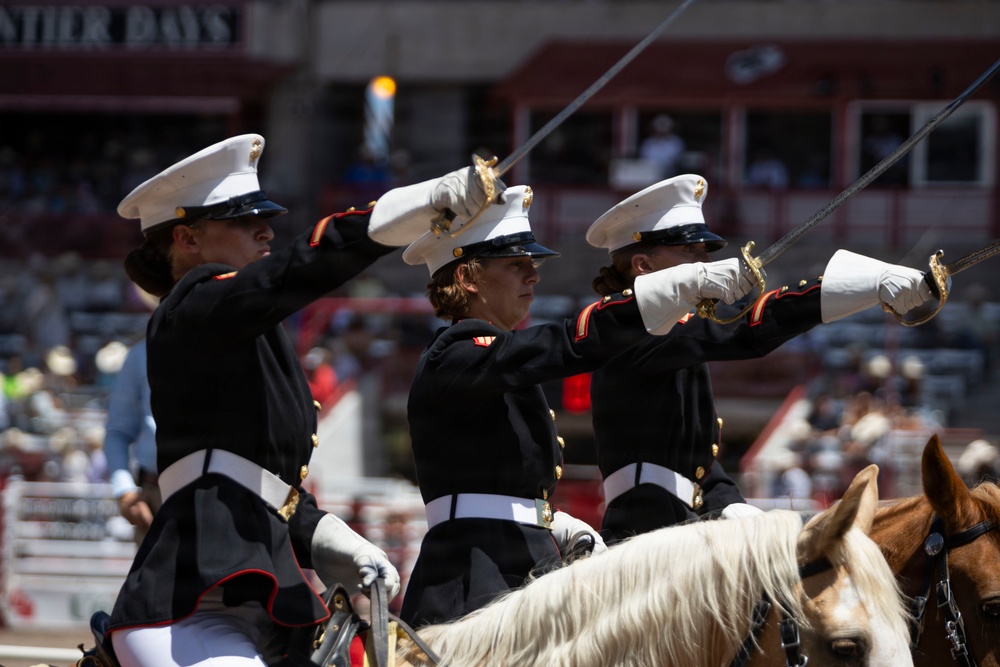 Marine Corps Mounted Color Guard participates in Cheyenne Frontier Days 2026