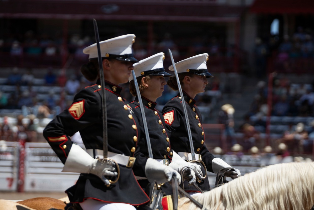 Marine Corps Mounted Color Guard participates in Cheyenne Frontier Days 2026