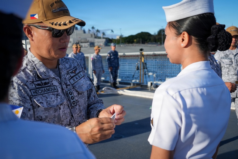 Philippine Navy sailors receive new ranks during RIMPAC 2026