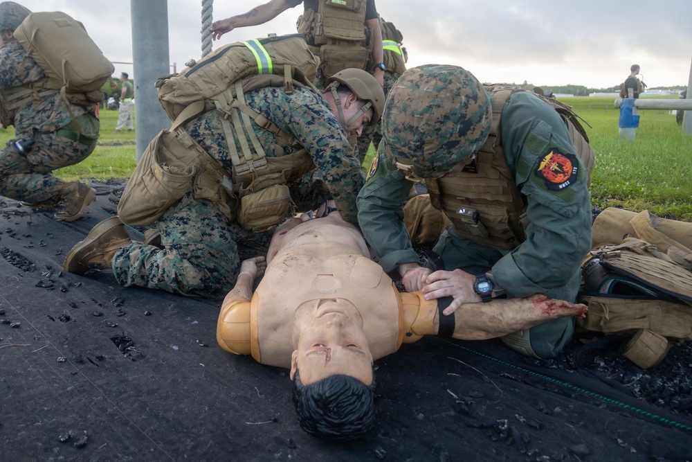 MAG-36 service members apply combat medicine