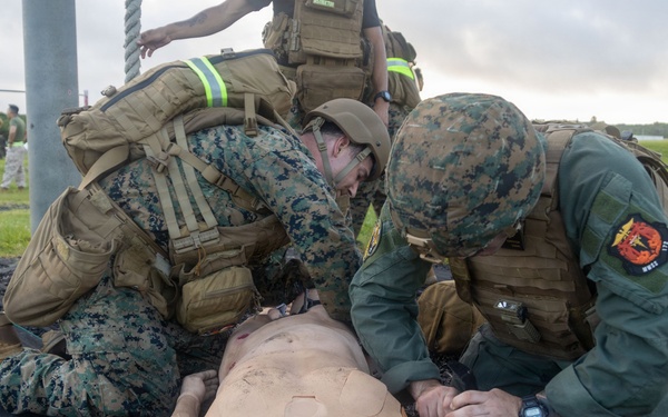 MAG-36 service members apply combat medicine