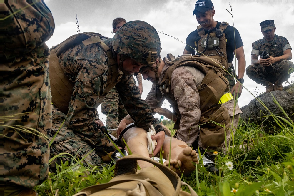 MAG-36 service members demonstrate medical response training in simulated tactical environment