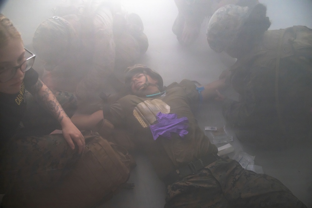 MAG-36 service members demonstrate medical response techniques