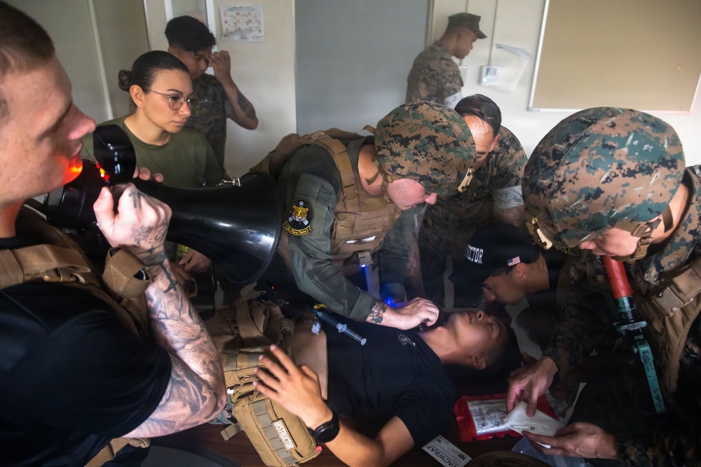 MAG-36 service members demonstrate medical response techniques
