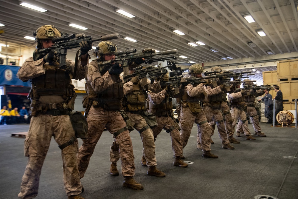U.S. Marines Conduct Fast Reload Drills Aboard USS Boxer
