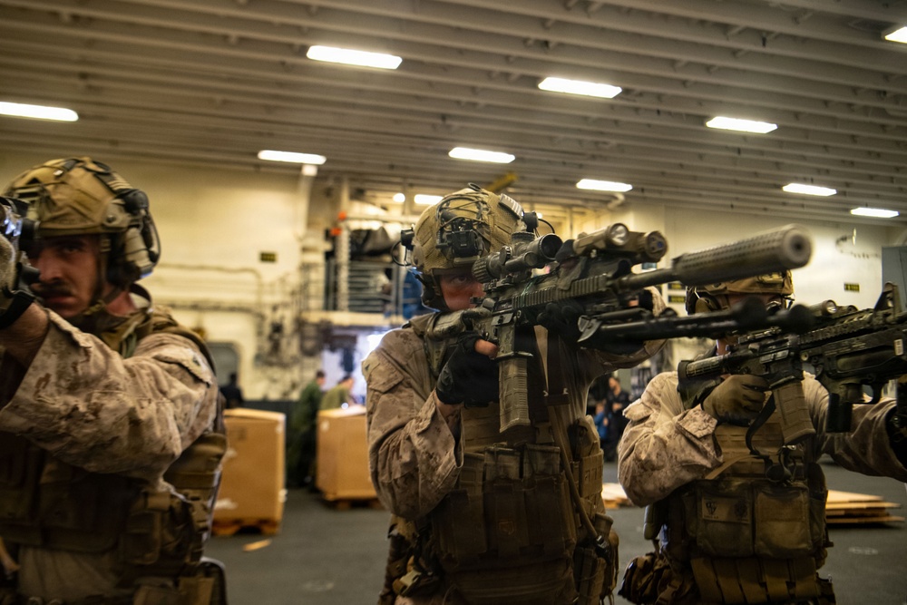 U.S. Marines Conduct Fast Reload Drills Aboard USS Boxer