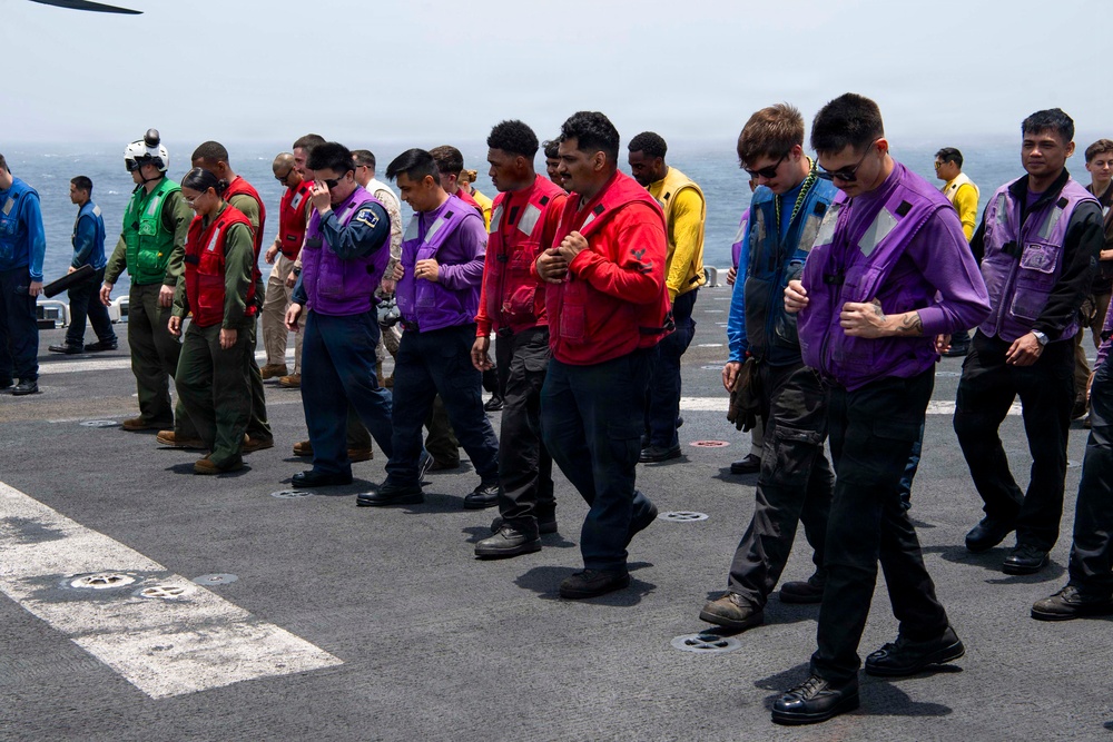 Boxer Sailors, 11th MEU Marines Conduct FOD Walkdown