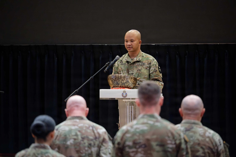Chaplain Delivers Invocation at Chaplain Corps Birthday Ceremony