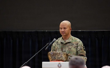 Chaplain Delivers Invocation at Chaplain Corps Birthday Ceremony