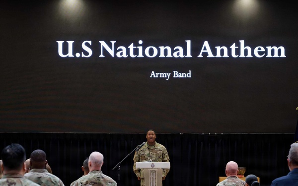Soldier Performs National Anthems at Chaplain Corps Birthday Ceremony