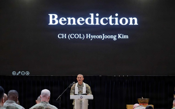 Chaplain Delivers Benediction at Chaplain Corps Birthday Ceremony