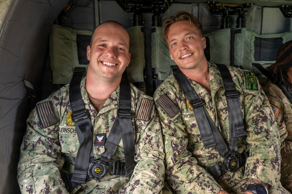 Navy seaman promotes on UH-60 Black Hawk