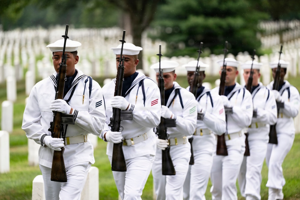 Full Military Funeral Honors with Escort are Conducted for U.S. Navy Cmdr. Raymond Stoetzer in Section 31