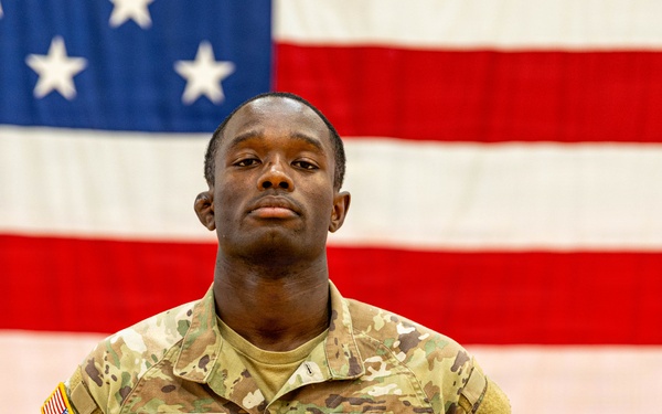 Soldier Poses for Combatives Tournament Portrait