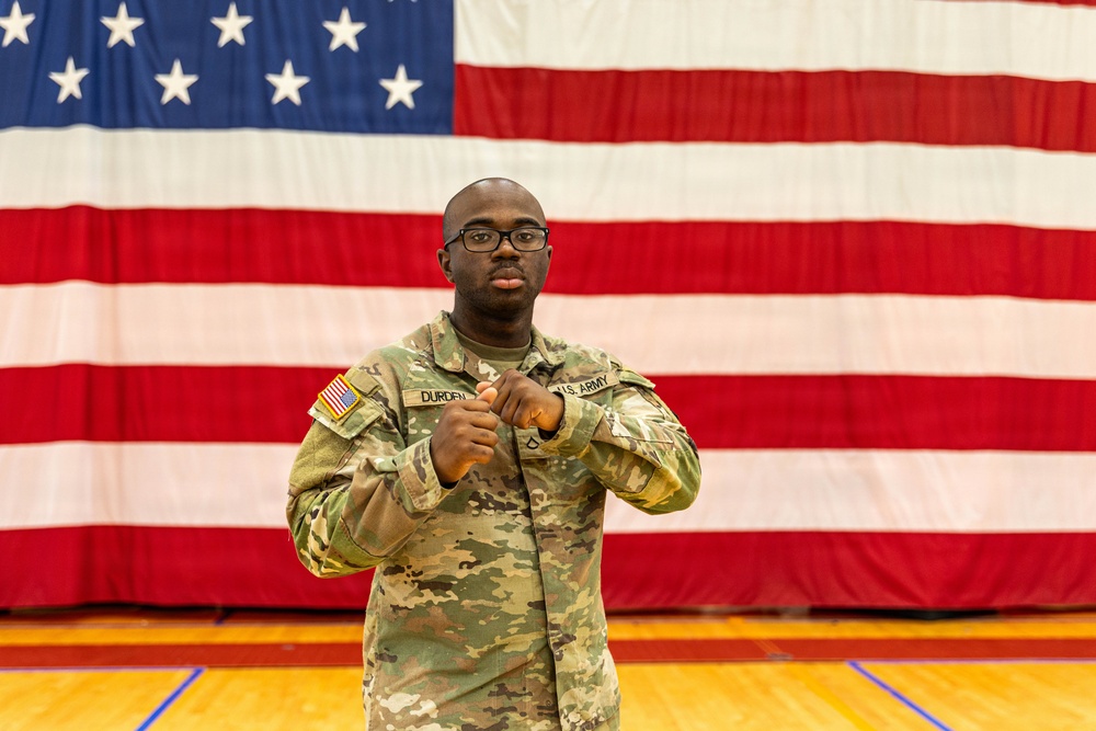 Soldier Poses for Combatives Tournament Portrait