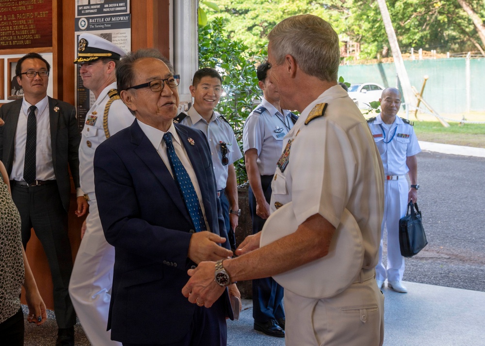Katsuaki Kamiji, mayor of the city of Yokosuka, visits the USS Arizona Memorial with Adm. Steve Koehler, commander, U.S. Pacific Fleet