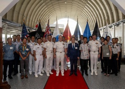 Katsuaki Kamiji, mayor of the city of Yokosuka, visits the USS Arizona Memorial with Adm. Steve Koehler, commander, U.S. Pacific Fleet