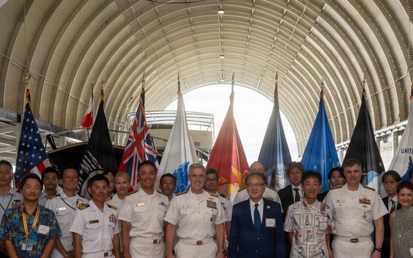 Katsuaki Kamiji, mayor of the city of Yokosuka, visits the USS Arizona Memorial with Adm. Steve Koehler, commander, U.S. Pacific Fleet