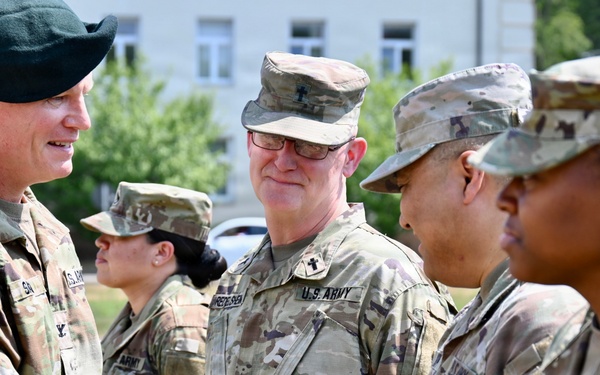 U.S. Army Stuttgart Garrison Headquarters and Headquarters Company receive Safety Streamer Award during ceremony