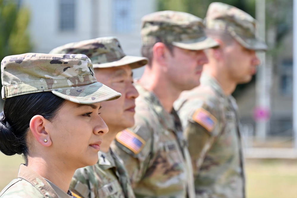 U.S. Army Stuttgart Garrison Headquarters and Headquarters Company receives Safety Streamer Award during ceremony