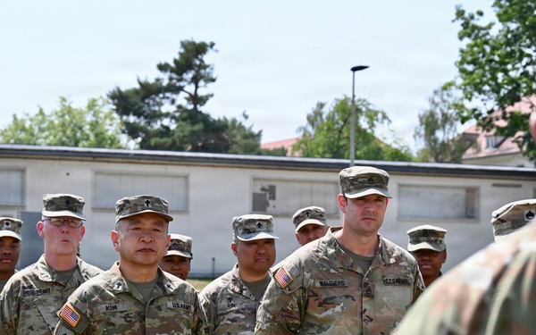 U.S. Army Stuttgart Garrison Headquarters and Headquarters Company receives Safety Streamer Award during ceremony