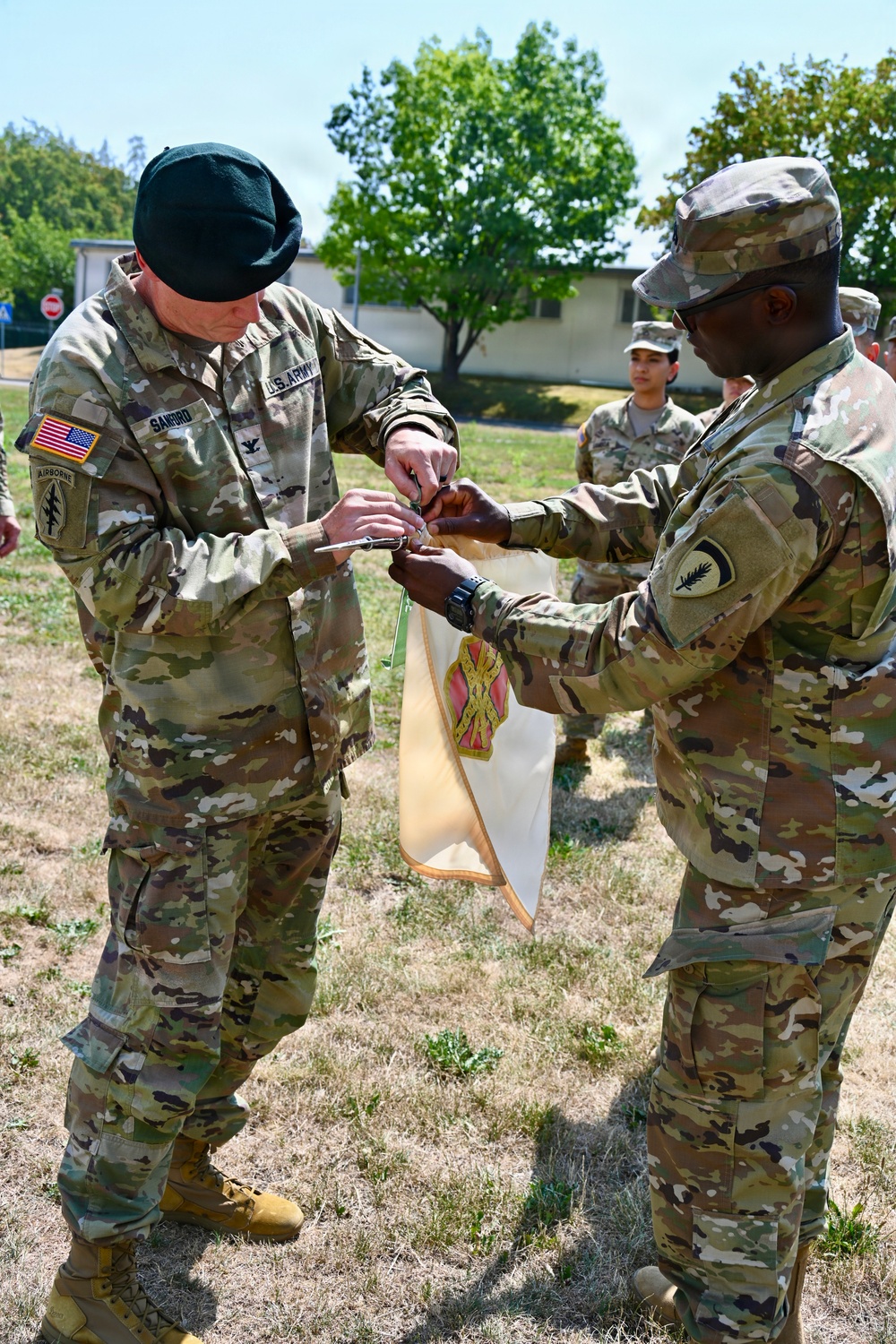 U.S. Army Stuttgart Garrison Headquarters and Headquarters Company receives Safety Streamer Award during ceremony