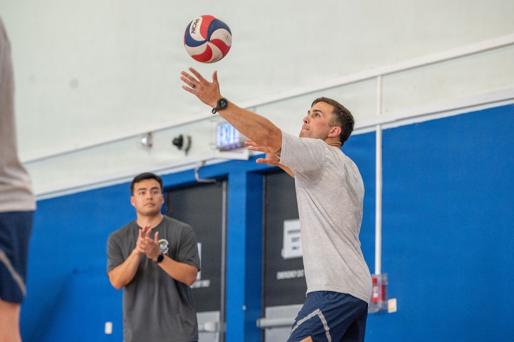 Serving Leadership: Airman Leadership School students face off against First Sergeants in volleyball match