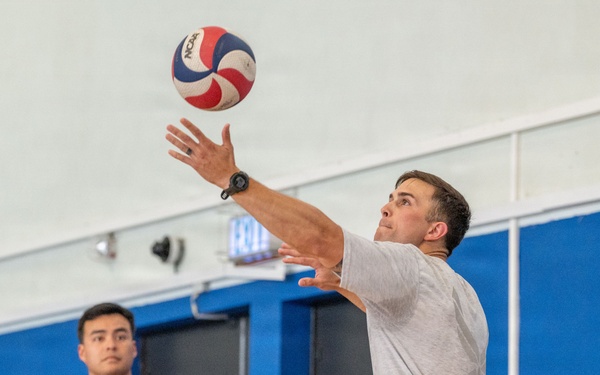 Serving Leadership: Airman Leadership School students face off against First Sergeants in volleyball match