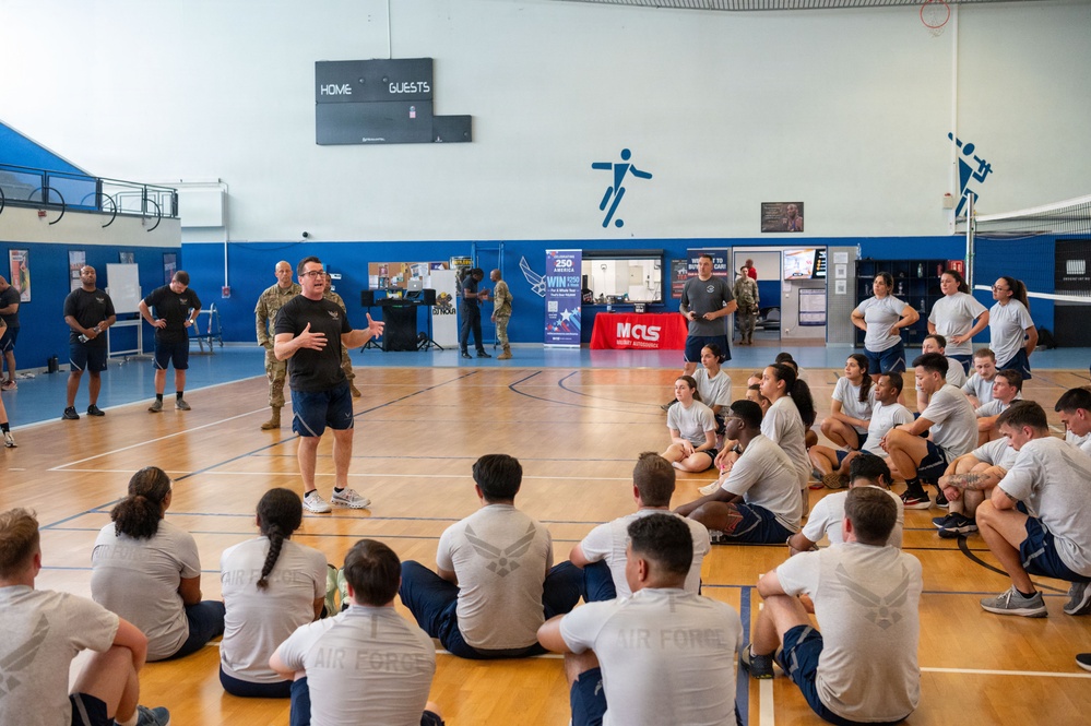 Serving Leadership: Airman Leadership School students face off against First Sergeants in volleyball match