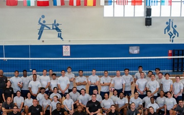 Serving Leadership: Airman Leadership School students face off against First Sergeants in volleyball match