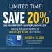 A+ Savings: MILITARY STAR Offers 20% Off First-Day Purchases for New Cardmembers