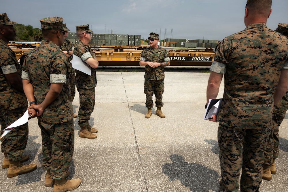 Marine Corps logistics commander emphasizes readiness, stewardship at Blount Island