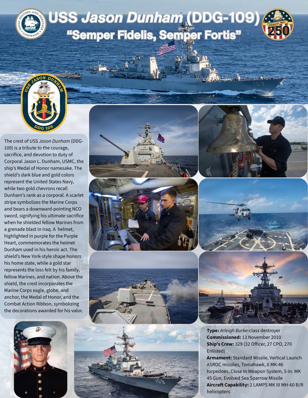 USS Jason Dunham (DDG-109) Factsheet