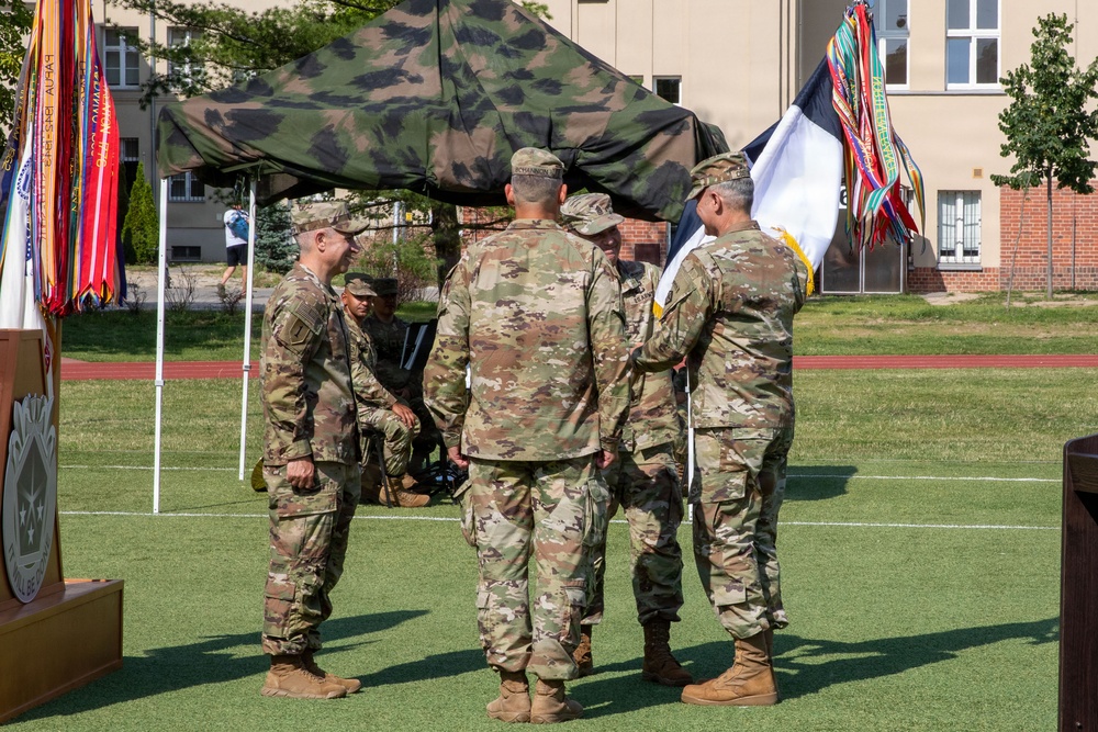 V Corps transfers responsibility to Command Sgt. Maj. Bohannon during ceremony in Poland