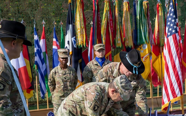 V Corps transfers responsibility to Command Sgt. Maj. Bohannon during ceremony in Poland