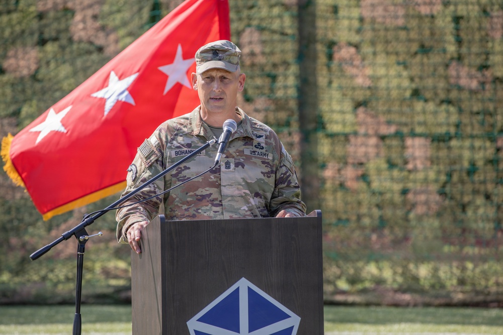 V Corps passes responsibility to Command Sgt. Maj. Bohannon during ceremony in Poland