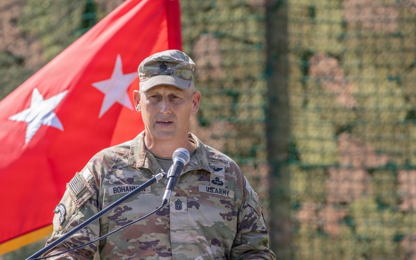 V Corps passes responsibility to Command Sgt. Maj. Bohannon during ceremony in Poland