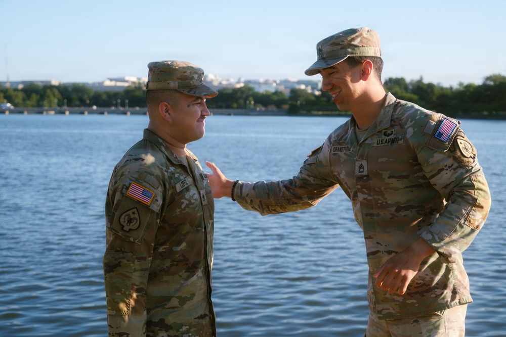 JTF-DC Nevada Guardsmen Promoted at Jefferson Memorial