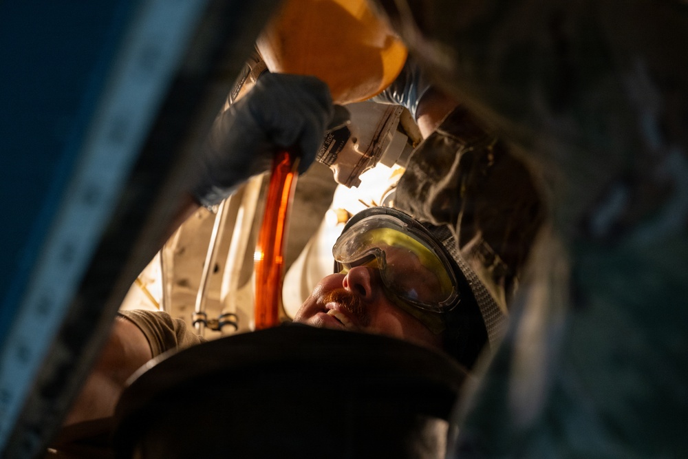 C-5M Super Galaxy undergoes isochronal inspection at Westover