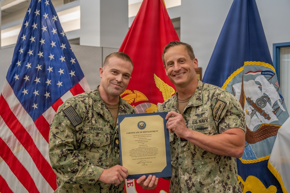 Logistics Specialist Reenlists at NAVSUP HQ