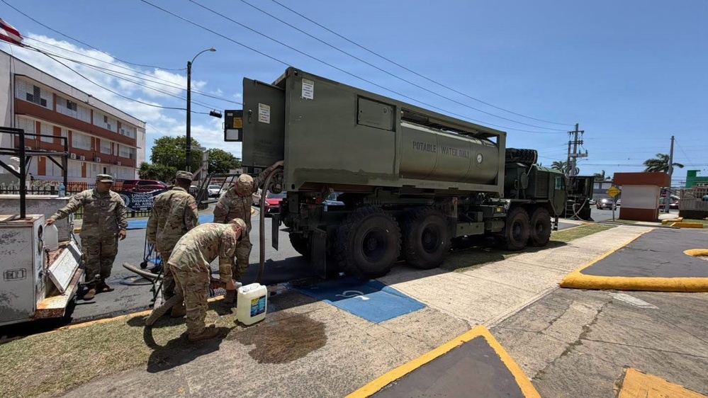 National Guard Soldiers Distribute Potable Water to Puerto Rico Community